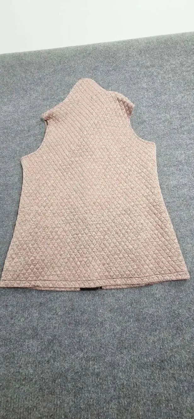 Creation Quilted Mock Neck Sleeveless Vest Pink Brown Medium